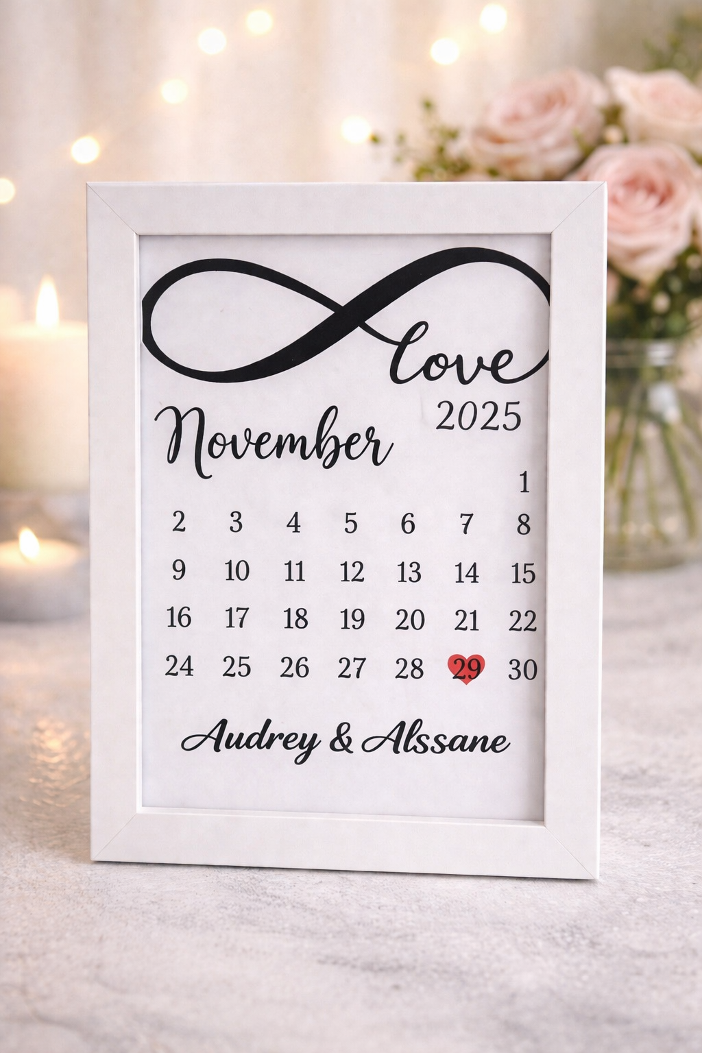 Nouveauté : Cadre calendrier personnalisé “Love Infinity” ✨