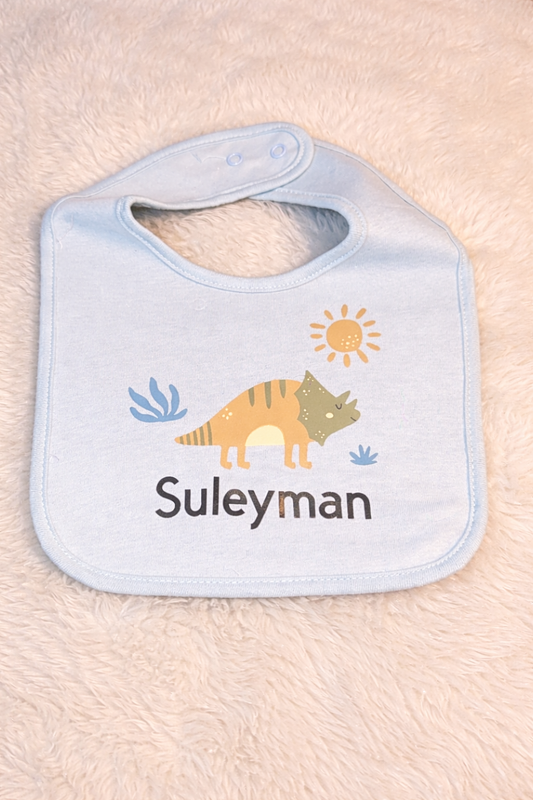 Bavoir bébé personnalisé – Motif dinosaure