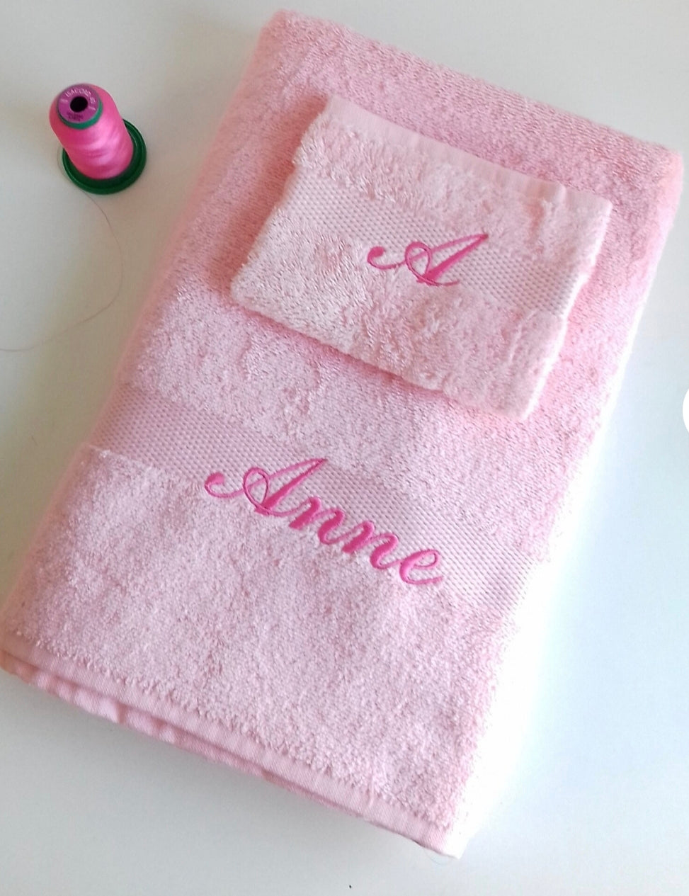 Grande serviette+ gants de toilette